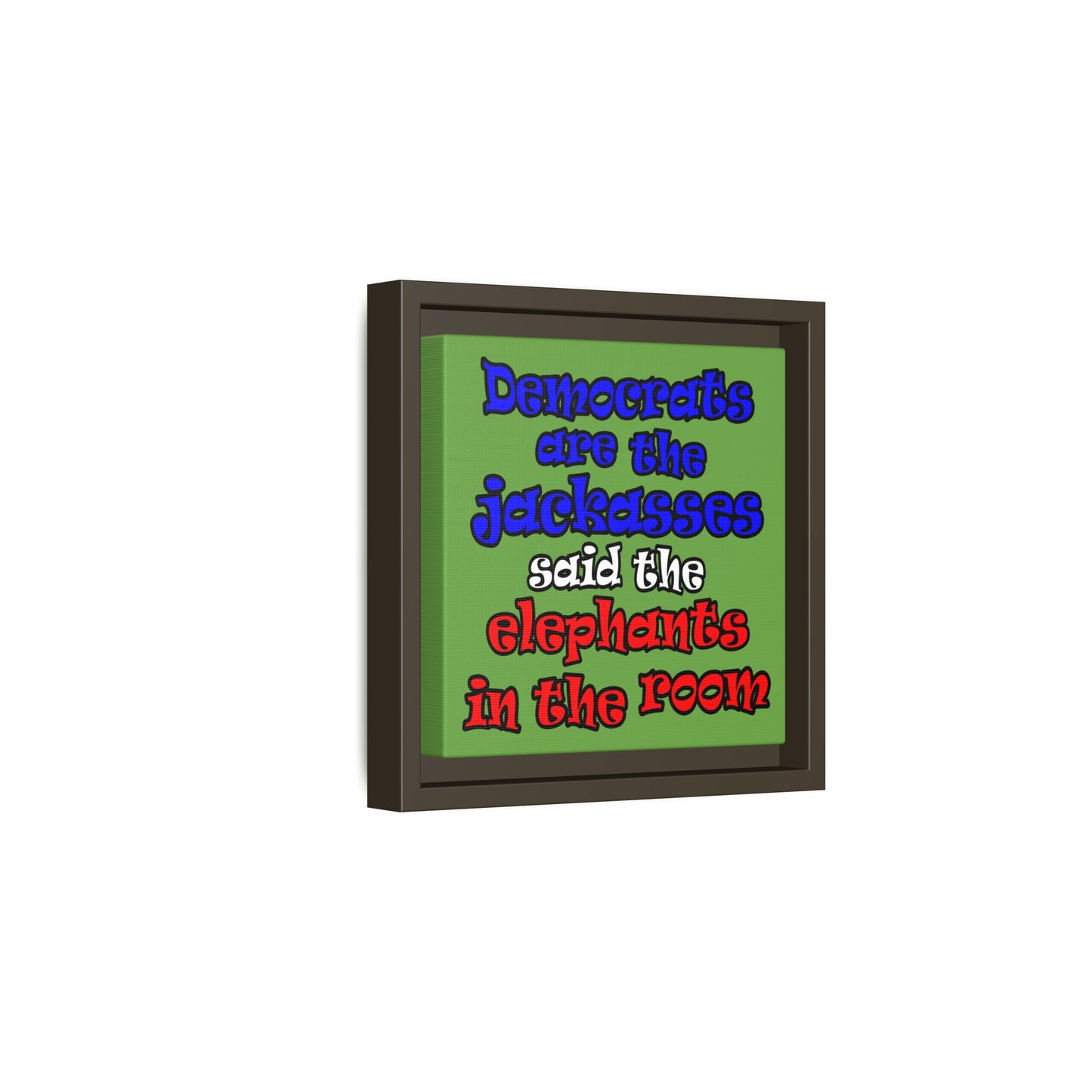 donkeys and elephants - framed canvas art (green)