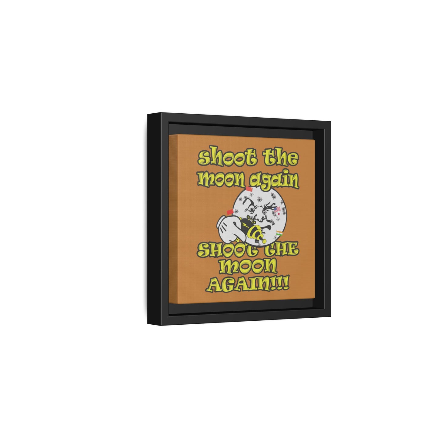shoot the moon again - framed canvas art (light brown)