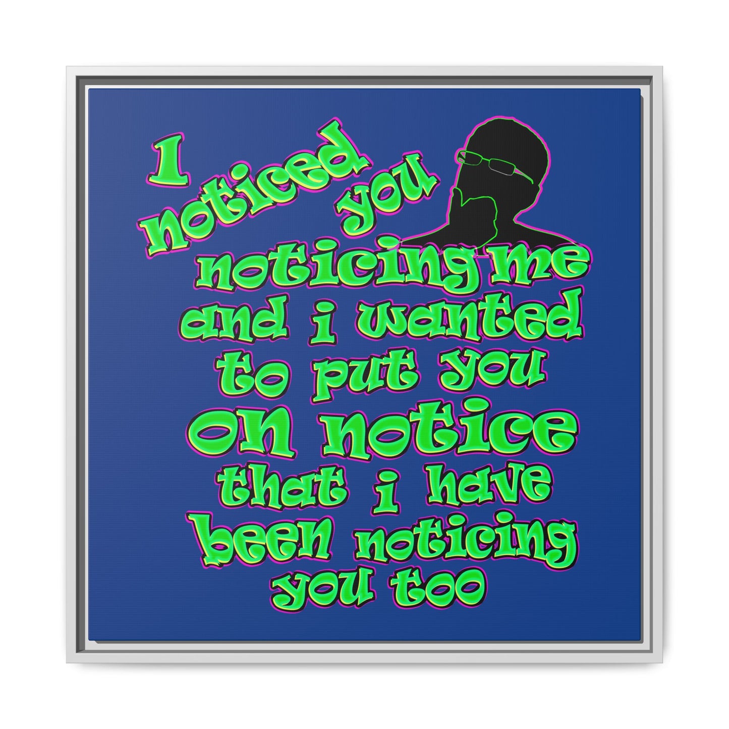 noticed you noticing - framed canvas art (dark blue)