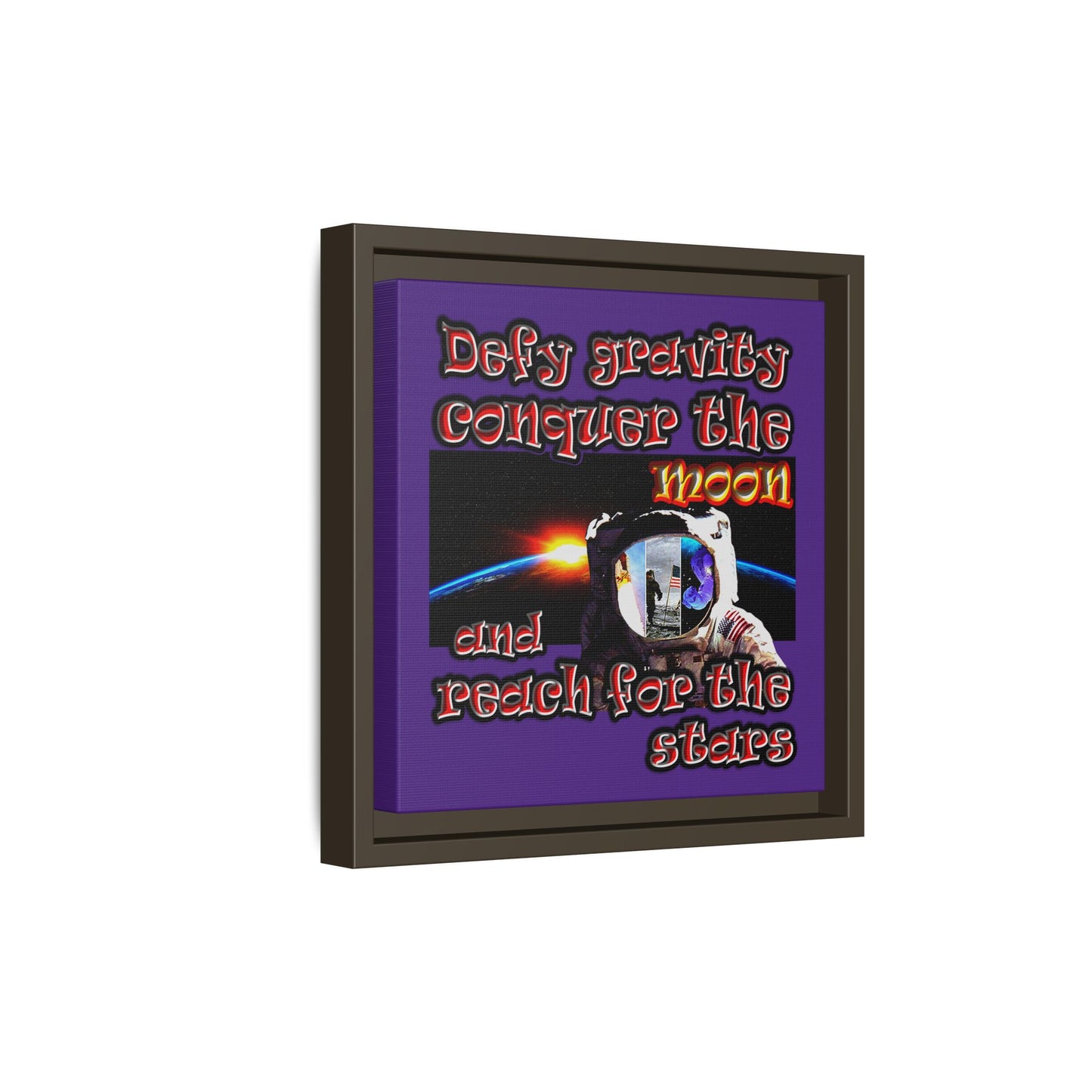 defy conquer reach - framed canvas art (purple)