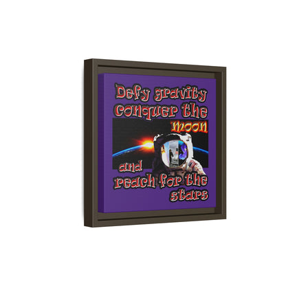 defy conquer reach - framed canvas art (purple)