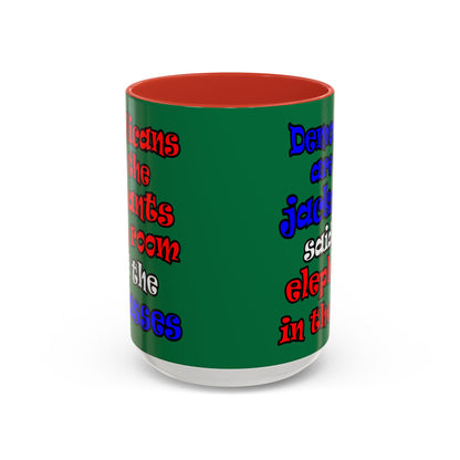 donkeys and elephants - Accent Mug (dark green)