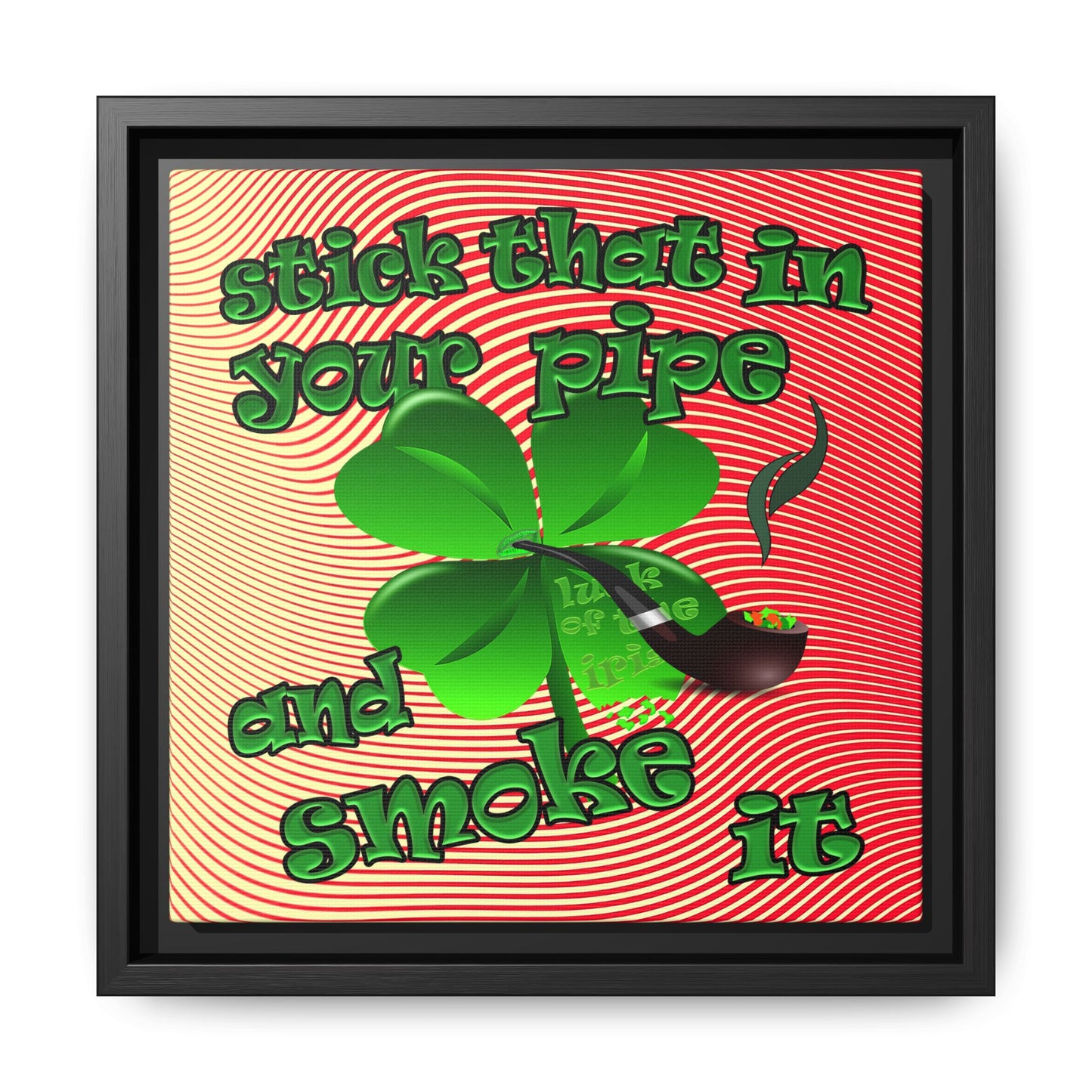 stick that in your pipe and smoke it - framed canvas art (yellow-orange wave)