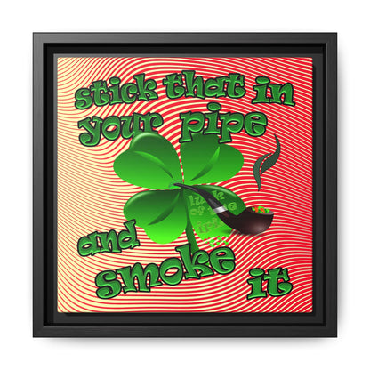 stick that in your pipe and smoke it - framed canvas art (yellow-orange wave)