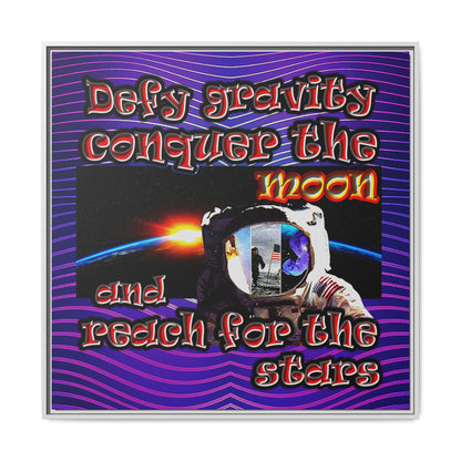 defy conquer reach - framed canvas art (purple wave)