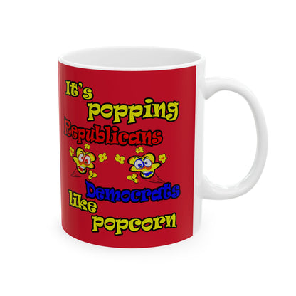 popping like popcorn - White Mug (dark red)