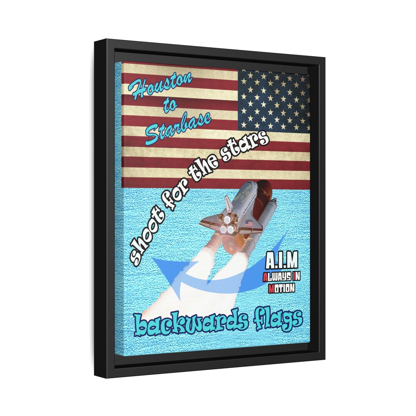 shoot for the stars - framed canvas art (faded blue)