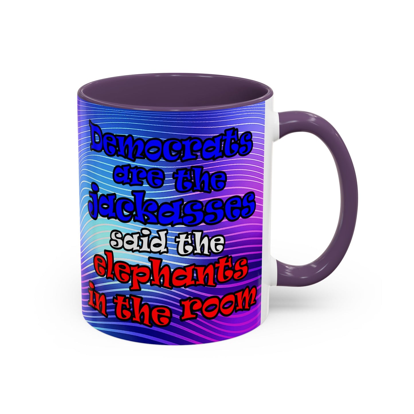 donkeys and elephants - Accent Mug (purple wave)