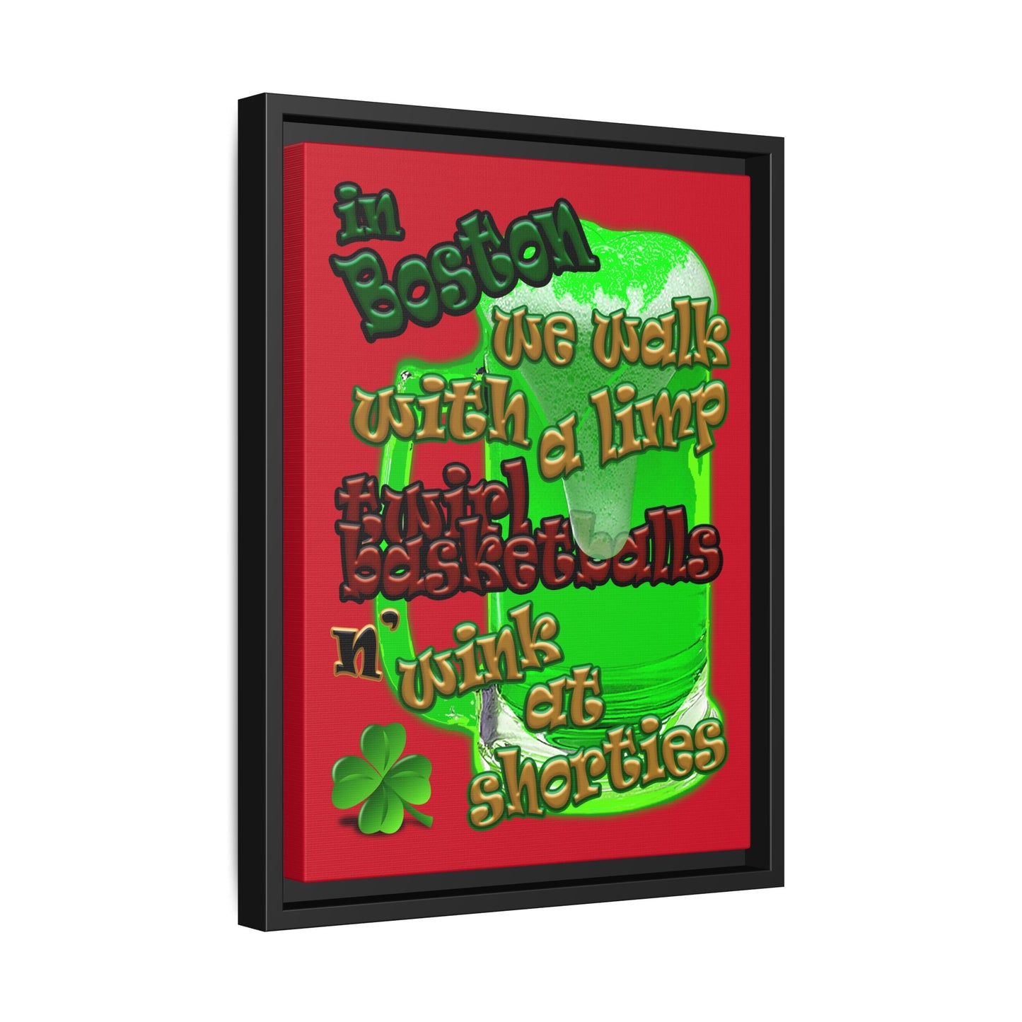 celtics logo - framed canvas art (dark red)