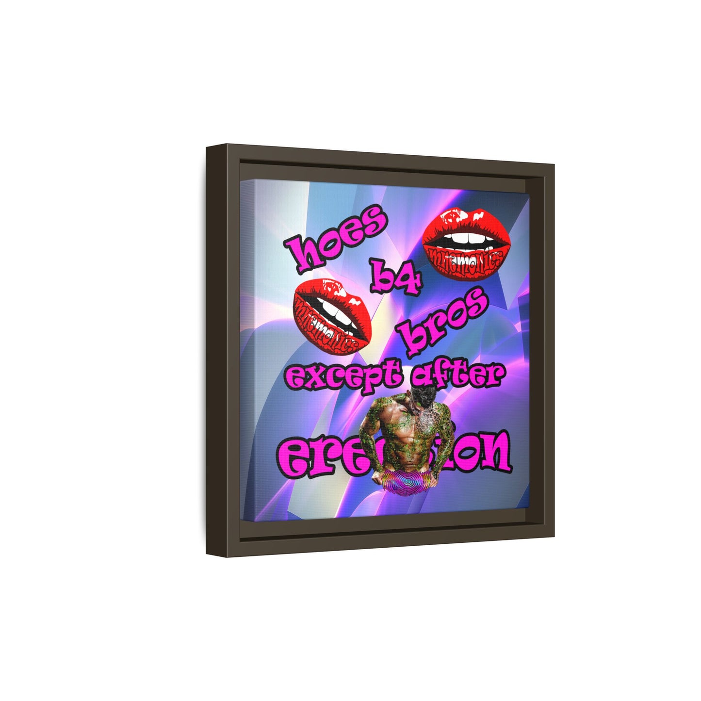 hoes b4 bros - framed canvas art (grey-pink wave)