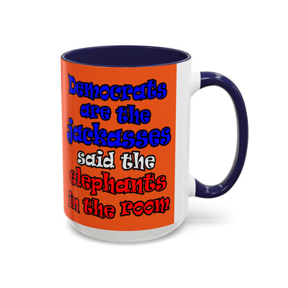 donkeys and elephants - Accent Mug (orange)