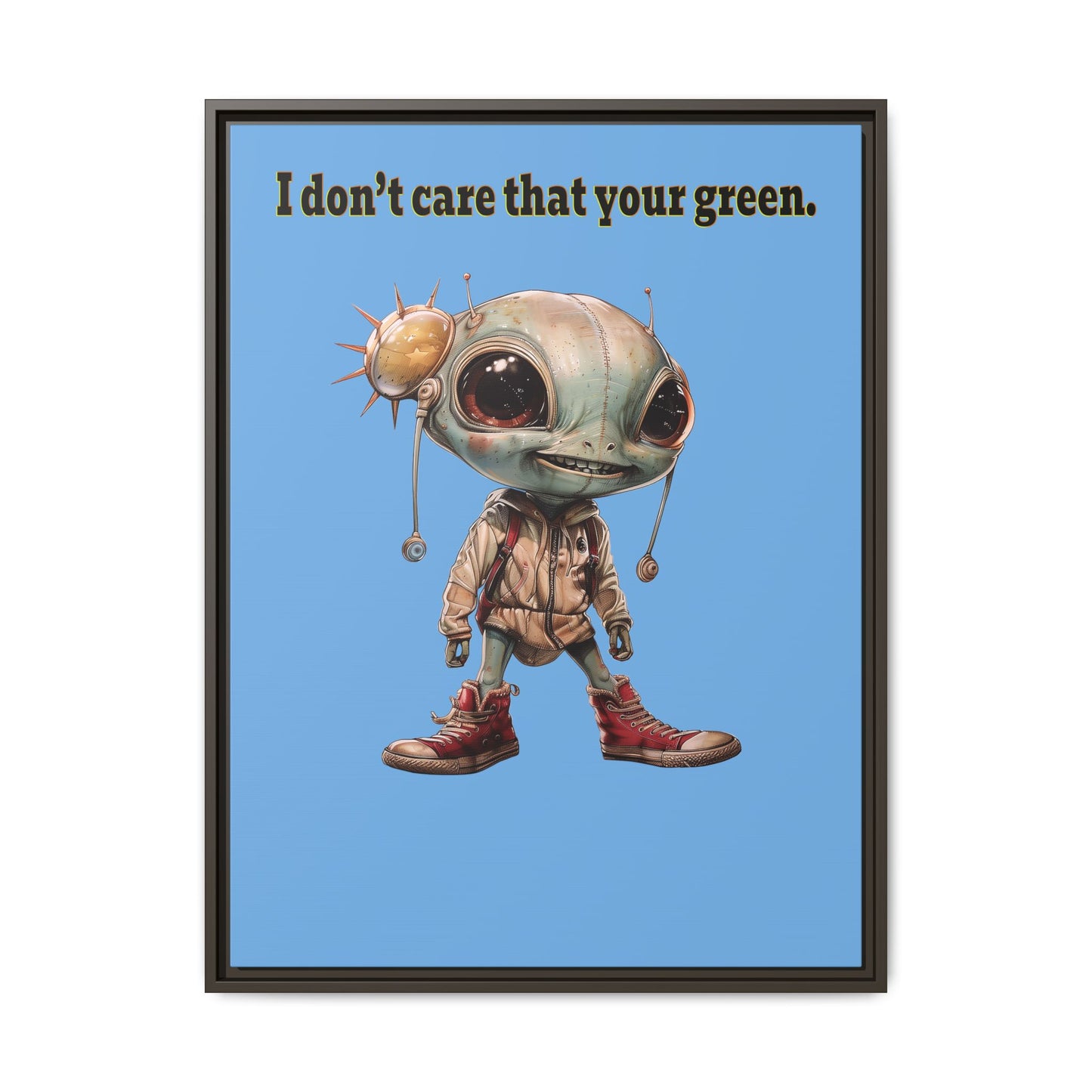 I don't care that your green - framed canvas art (light blue)