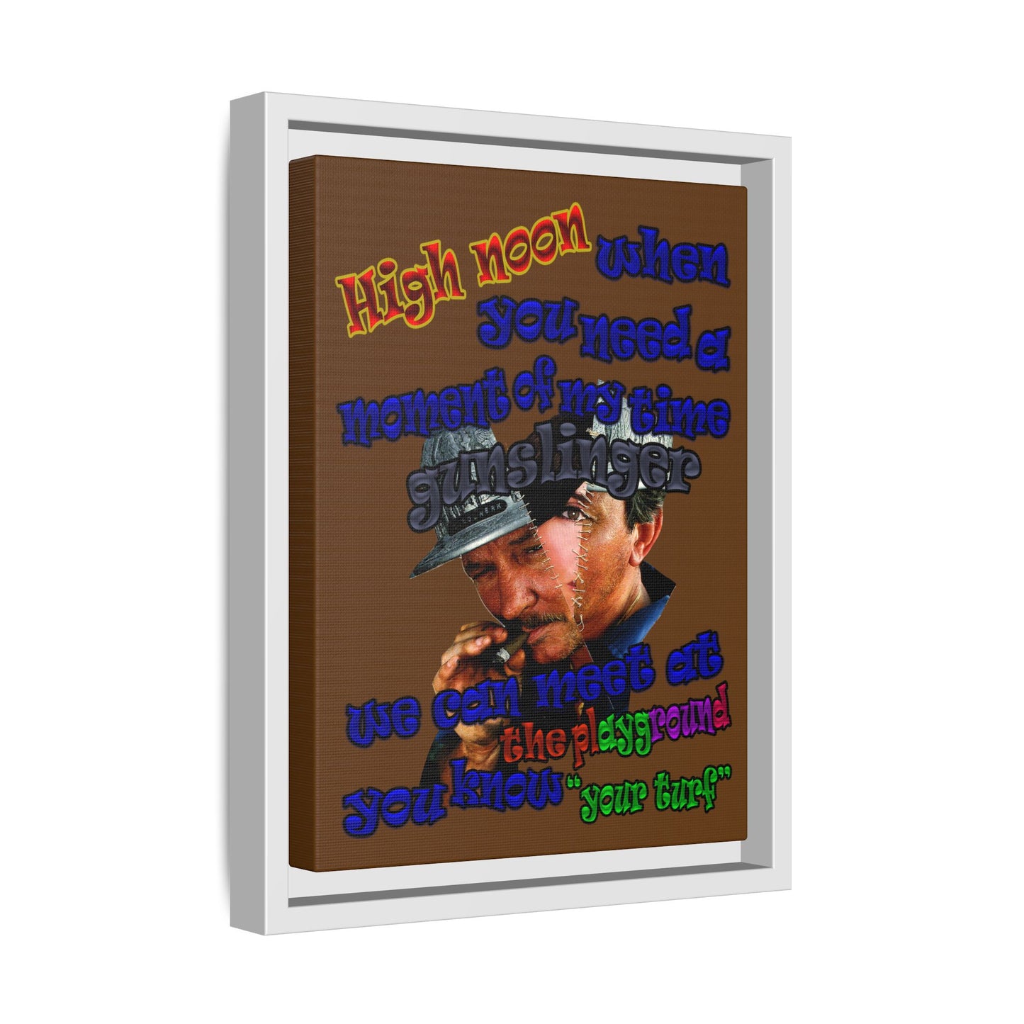 high noon - framed canvas art (brown)