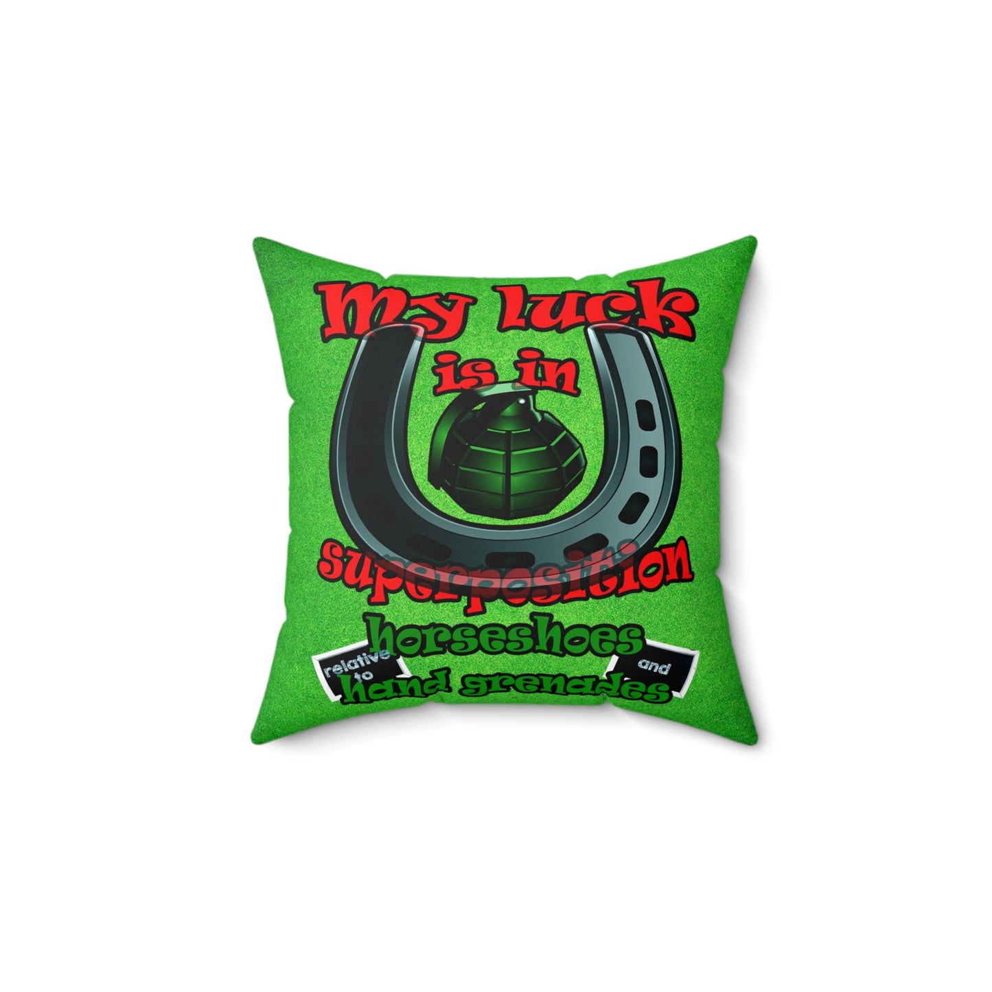 my luck - Spun Polyester Square Pillow - (green turf)