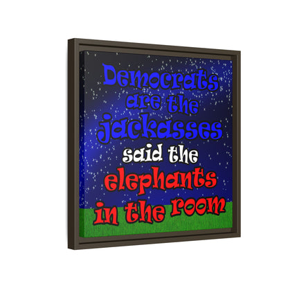 donkeys and elephants - framed canvas art ('snoops' background)