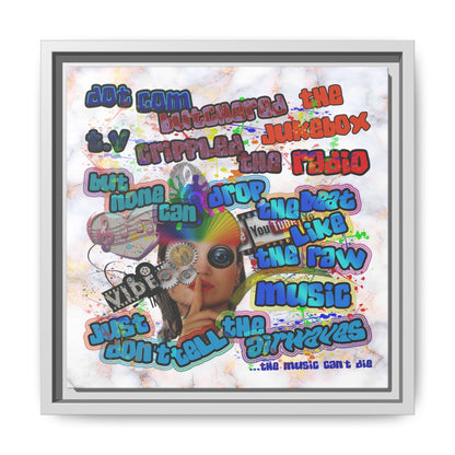 drop the beat - framed canvas art (white marble)