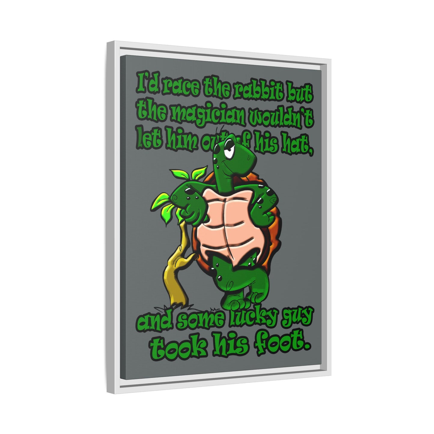 turtle race - framed canvas art (dark grey)