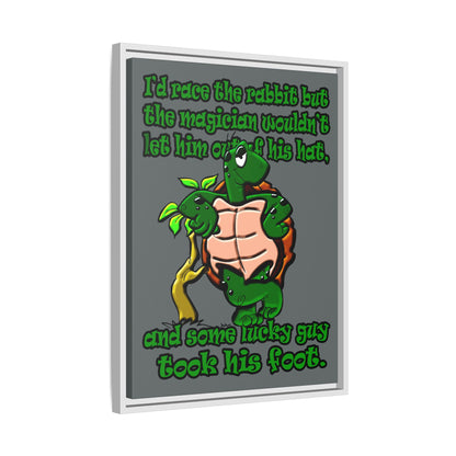 turtle race - framed canvas art (dark grey)