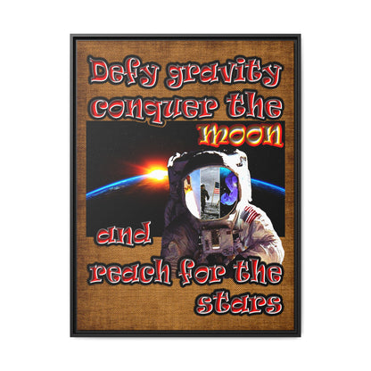 defy conquer reach - framed canvas art (brown papyrus)