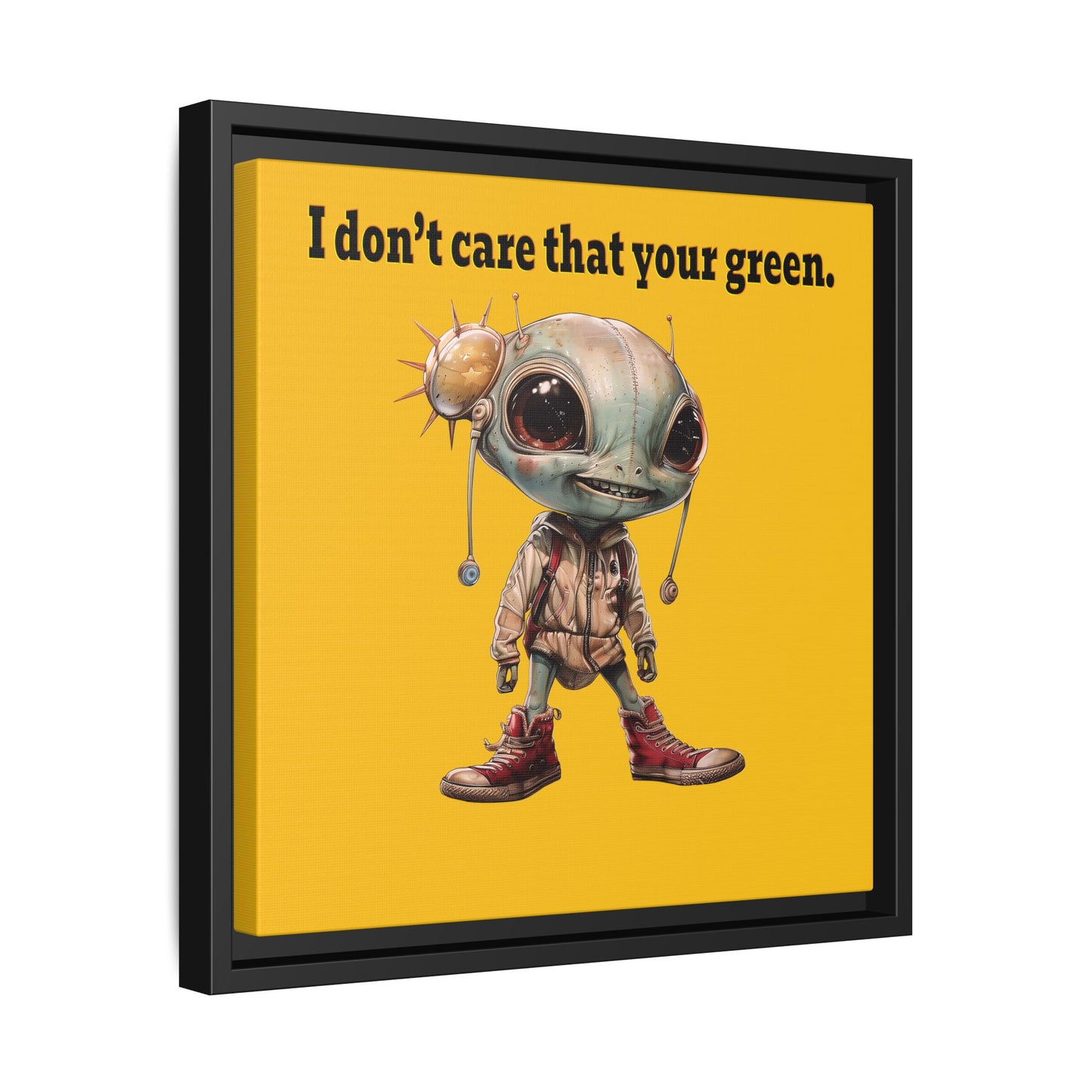 I don't care that your green - framed canvas art (yellow)