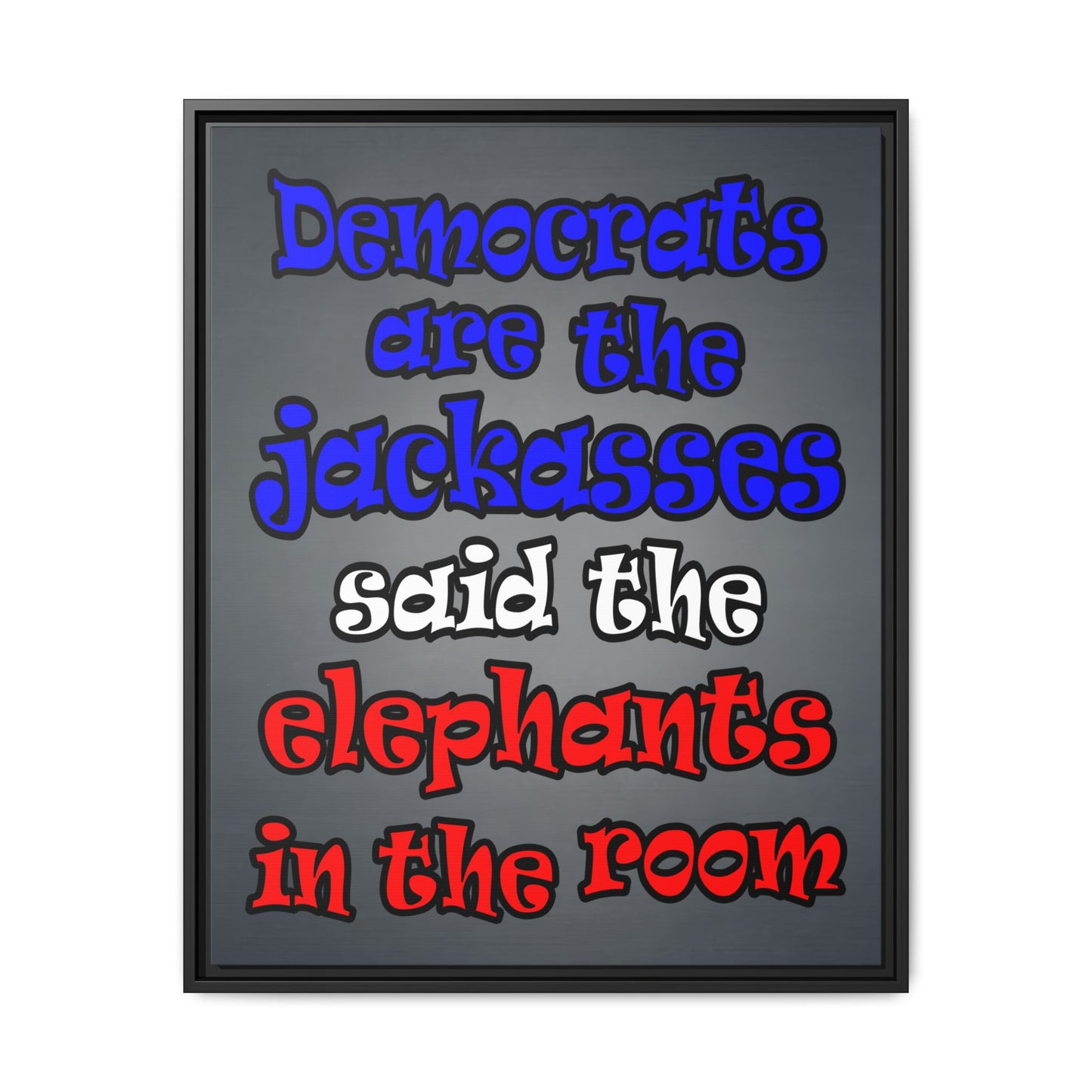 donkeys and elephants - framed canvas art (grey-light grey)