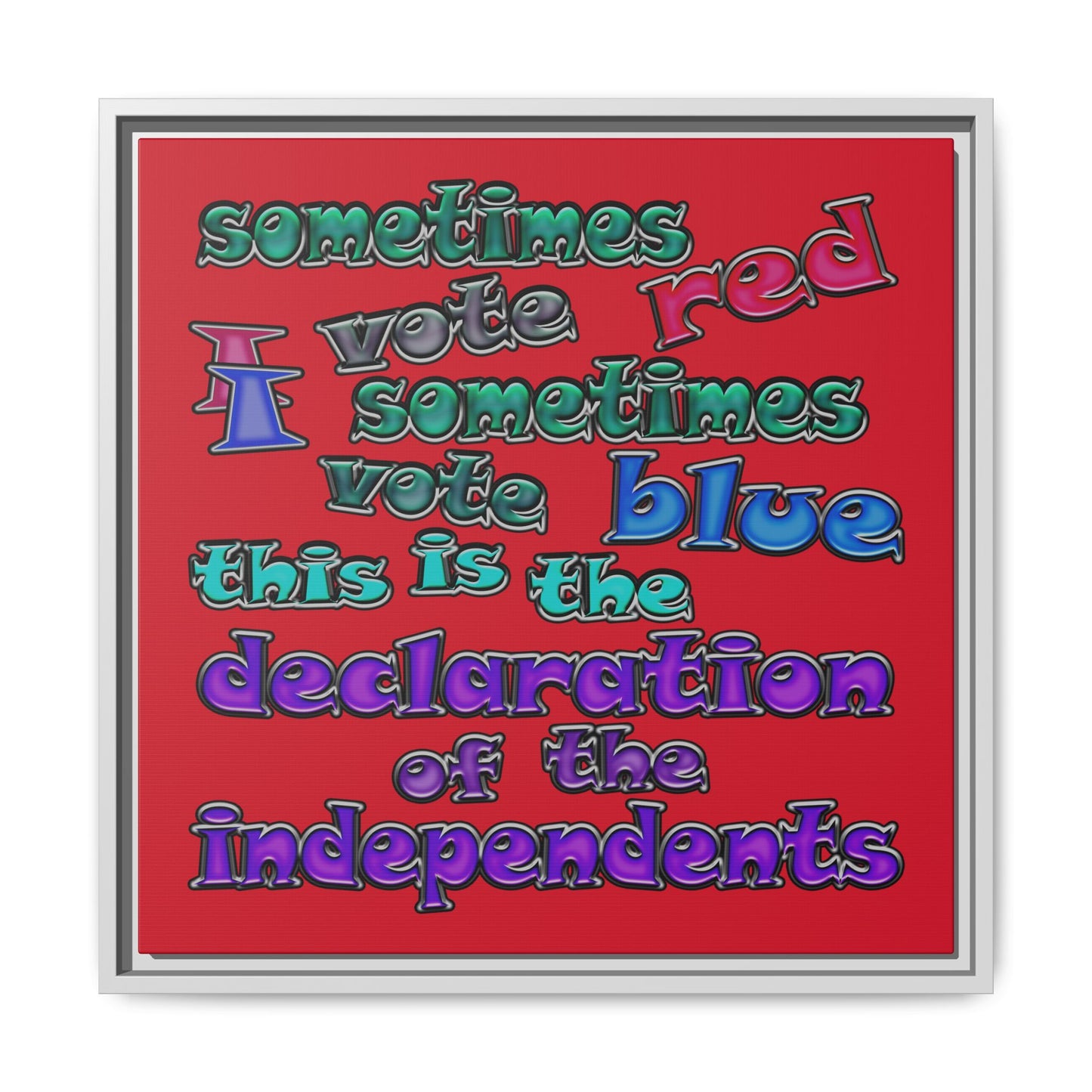 declaration of the independents - framed canvas art (dark red)