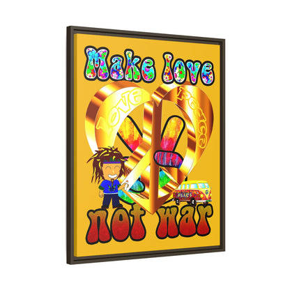 love peace - framed canvas art (yellow)