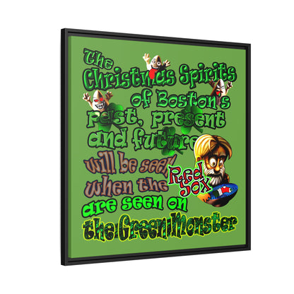 christmas spirits of boston - framed canvas art (green)