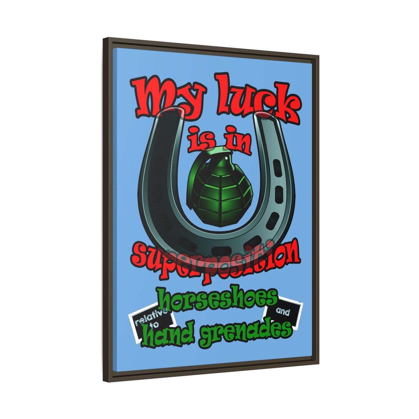 my luck - framed canvas art (light blue)