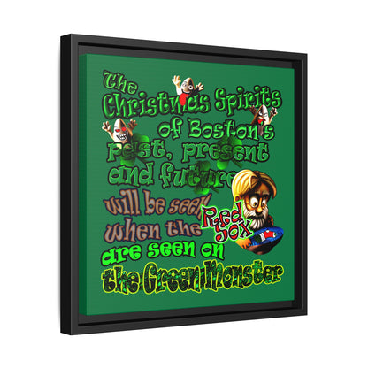 christmas spirits of boston - framed canvas art (dark green)