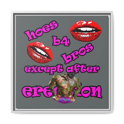 hoes b4 bros - framed canvas art (dark grey)