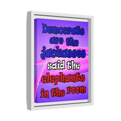 donkeys and elephants - framed canvas art (purple-pink wave)