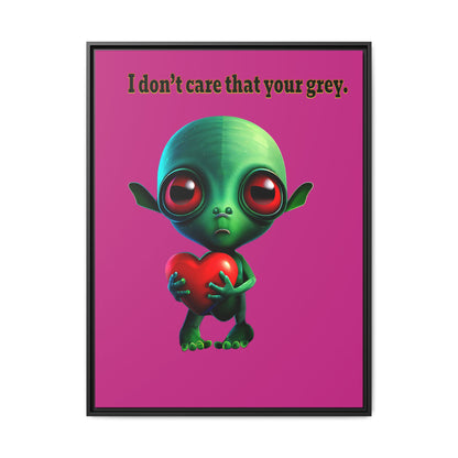I don't care that your grey - framed canvas art (pink)