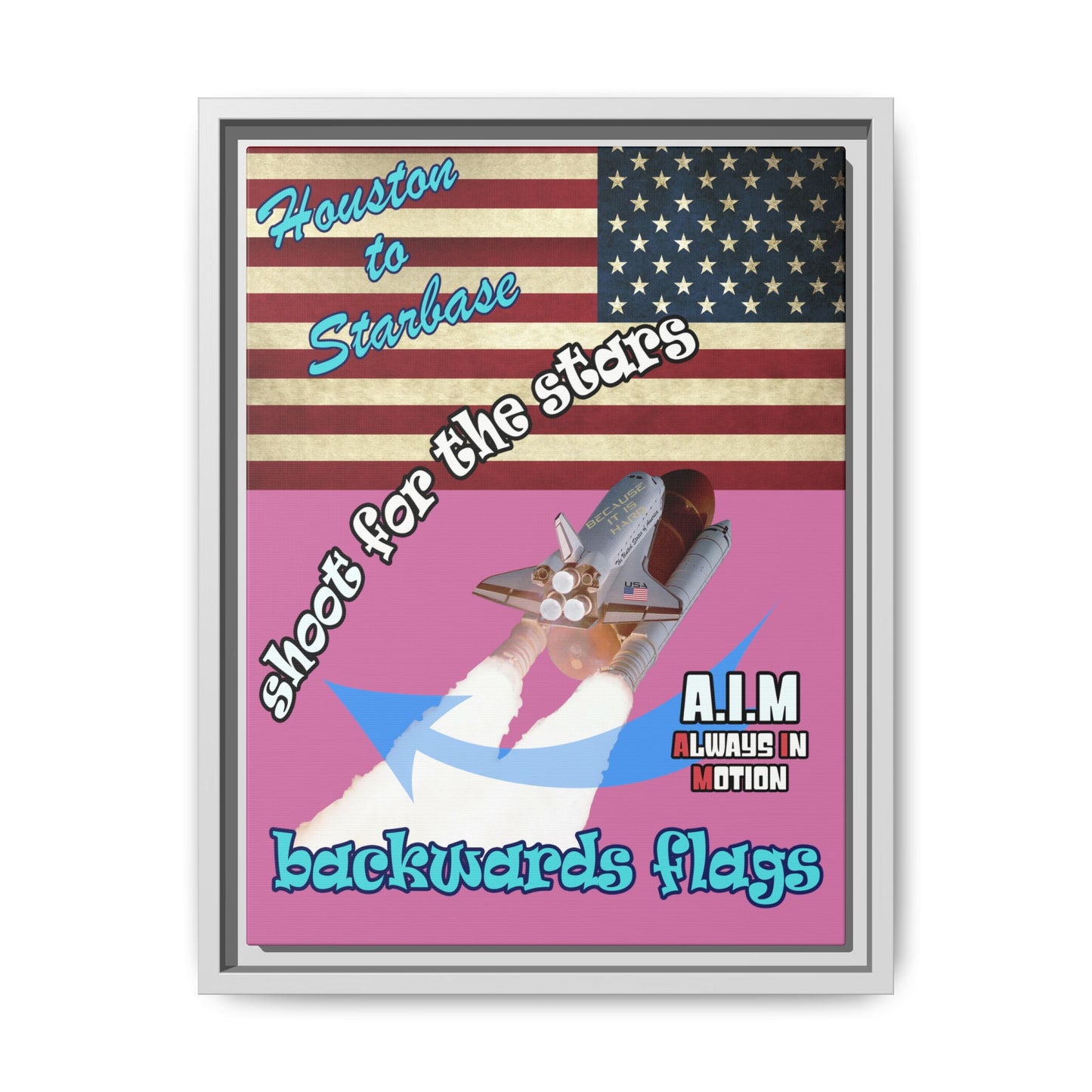 shoot for the stars - framed canvas art (light pink)