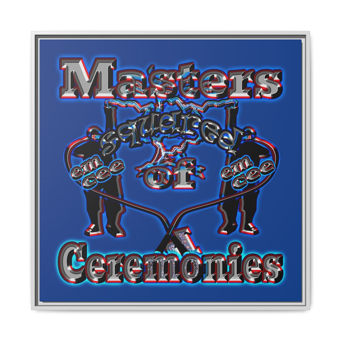 em cee squared - framed canvas art (dark blue)