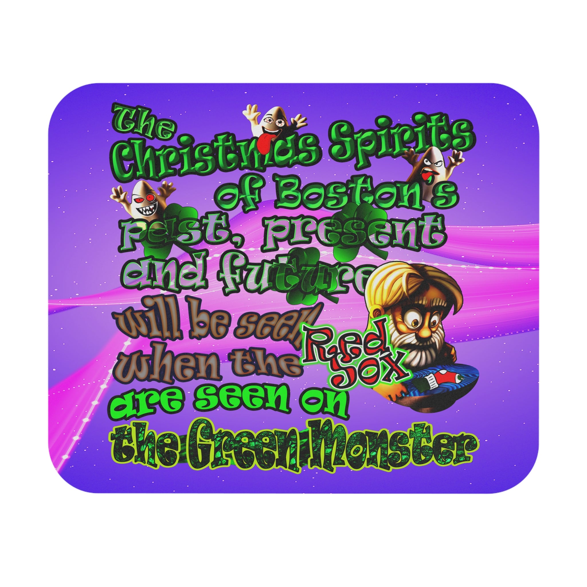 christmas spirits of boston - Mouse Pad (Rectangle) (purple-pink wave)