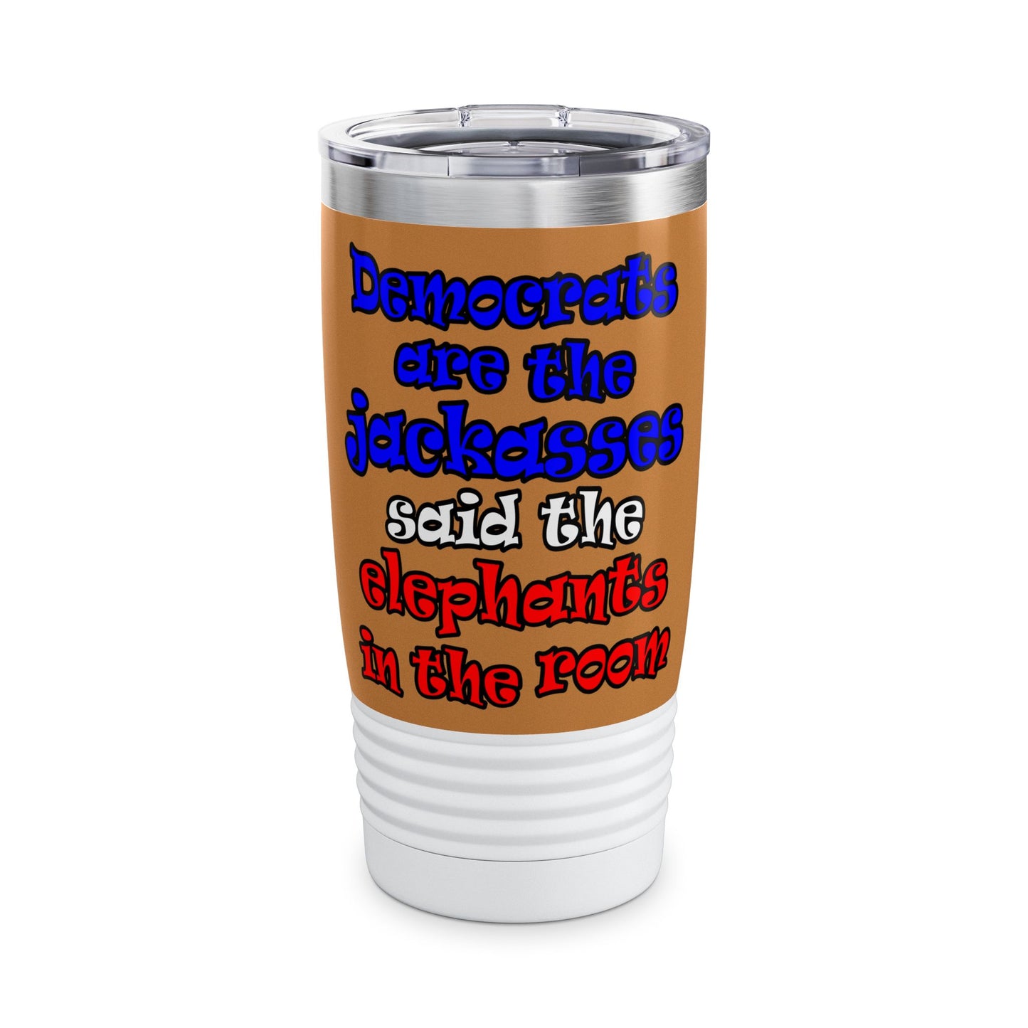 donkeys and elephants - Ringneck Tumbler, 20oz (light brown)