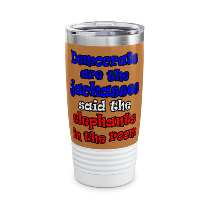 donkeys and elephants - Ringneck Tumbler, 20oz (light brown)
