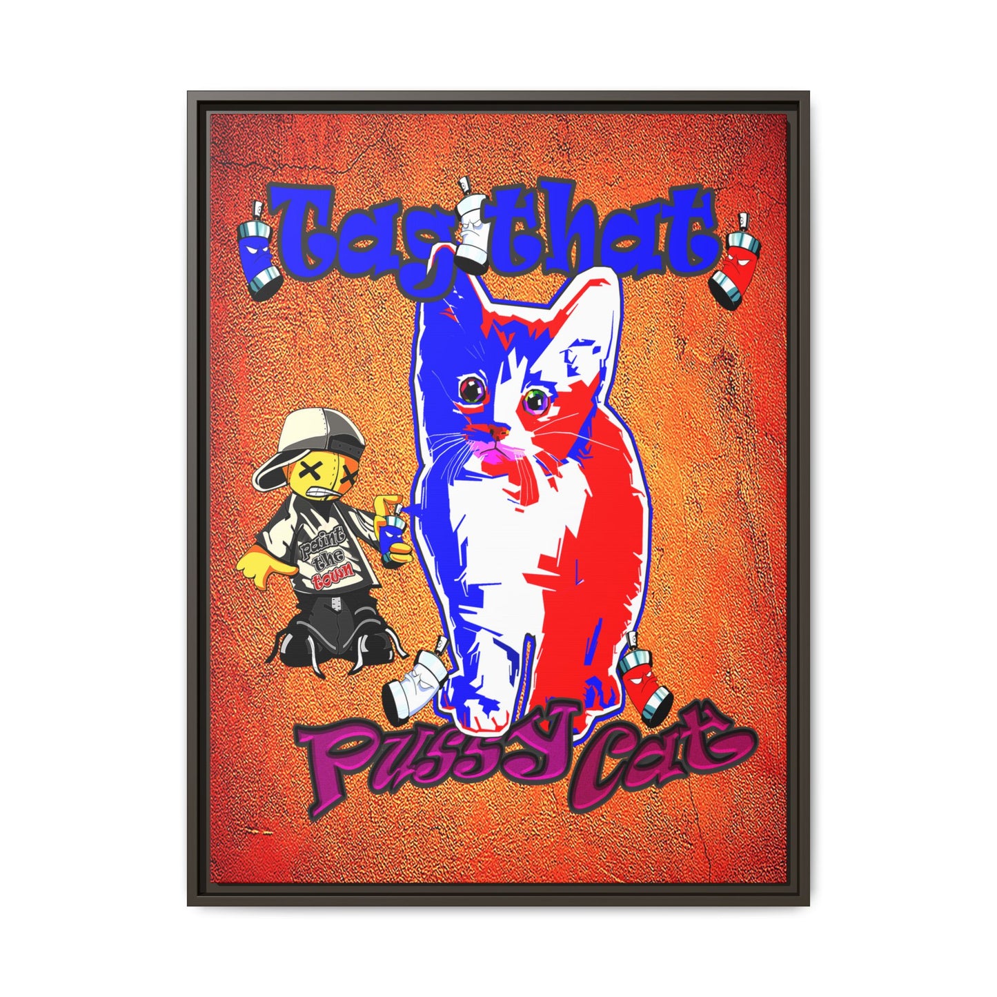 tag that - framed canvas art (burnt orange)