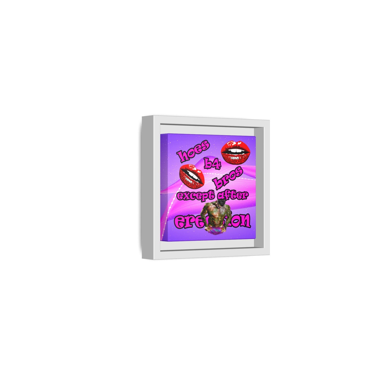 hoes b4 bros - framed canvas art (purple-pink wave)