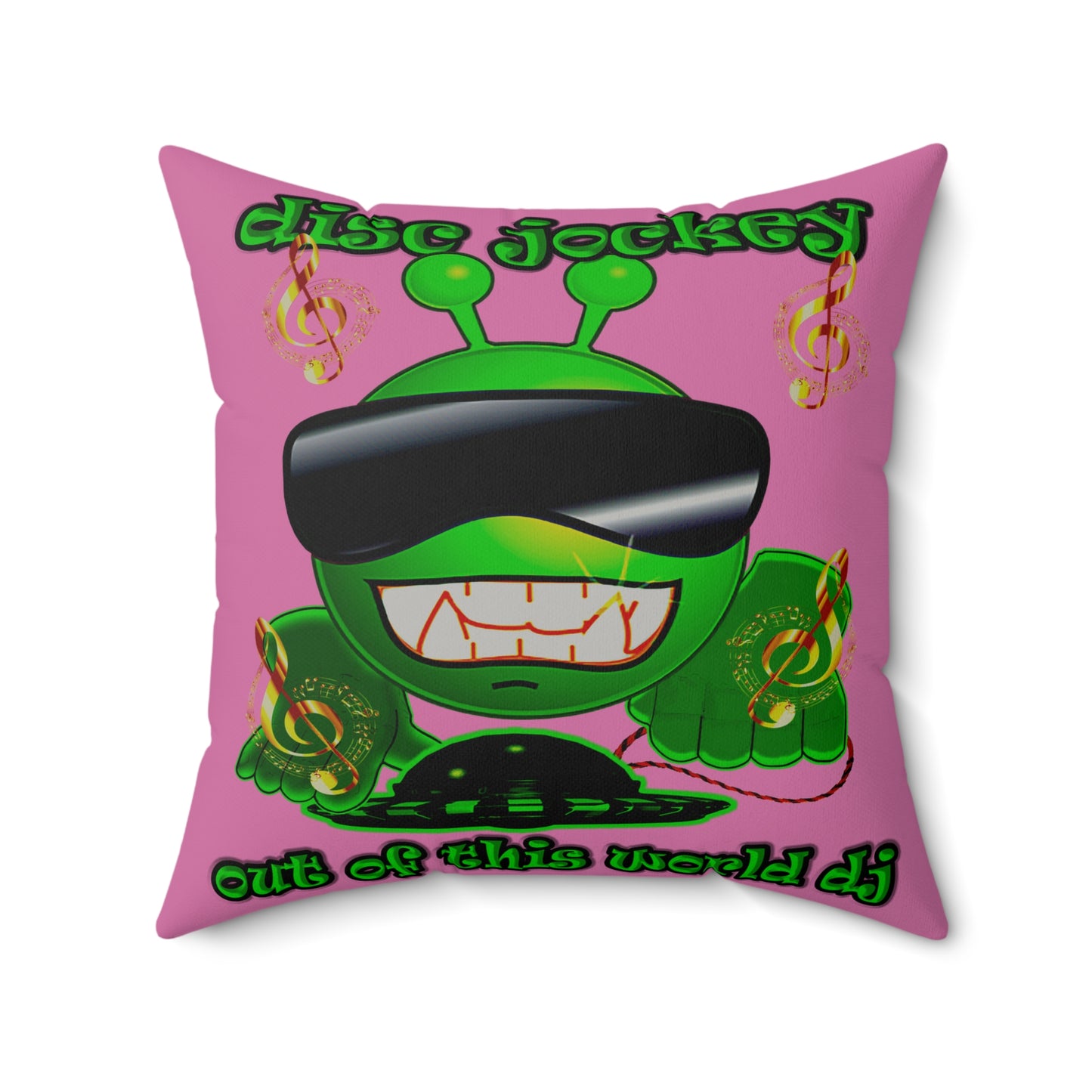 disc jockey - Faux Suede Square Pillow - (light pink)
