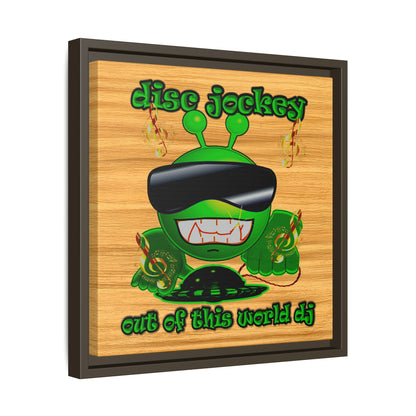 disc jockey - framed canvas art (butterscotch wood finish)