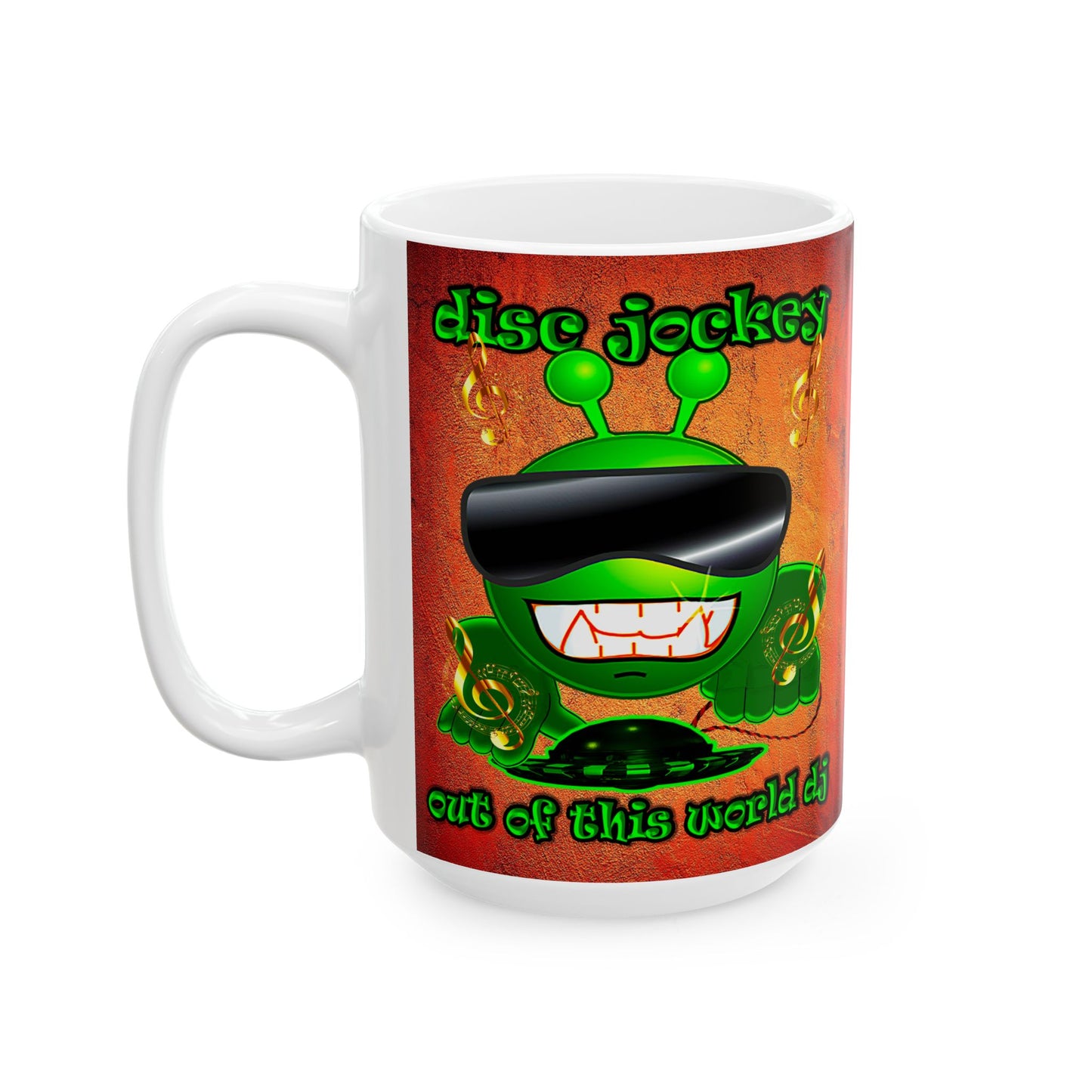 disc jockey - White Mug (burnt orange)