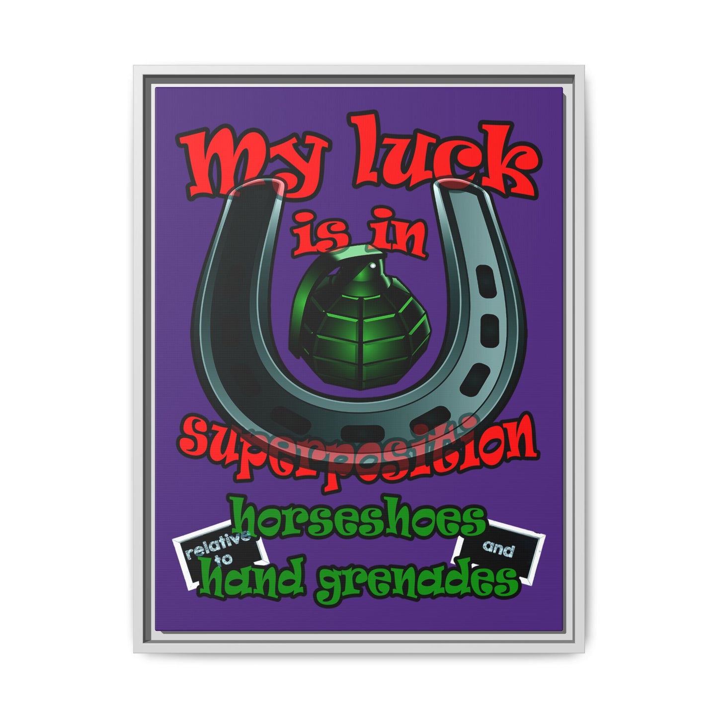 my luck - framed canvas art (purple)