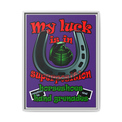 my luck - framed canvas art (purple)