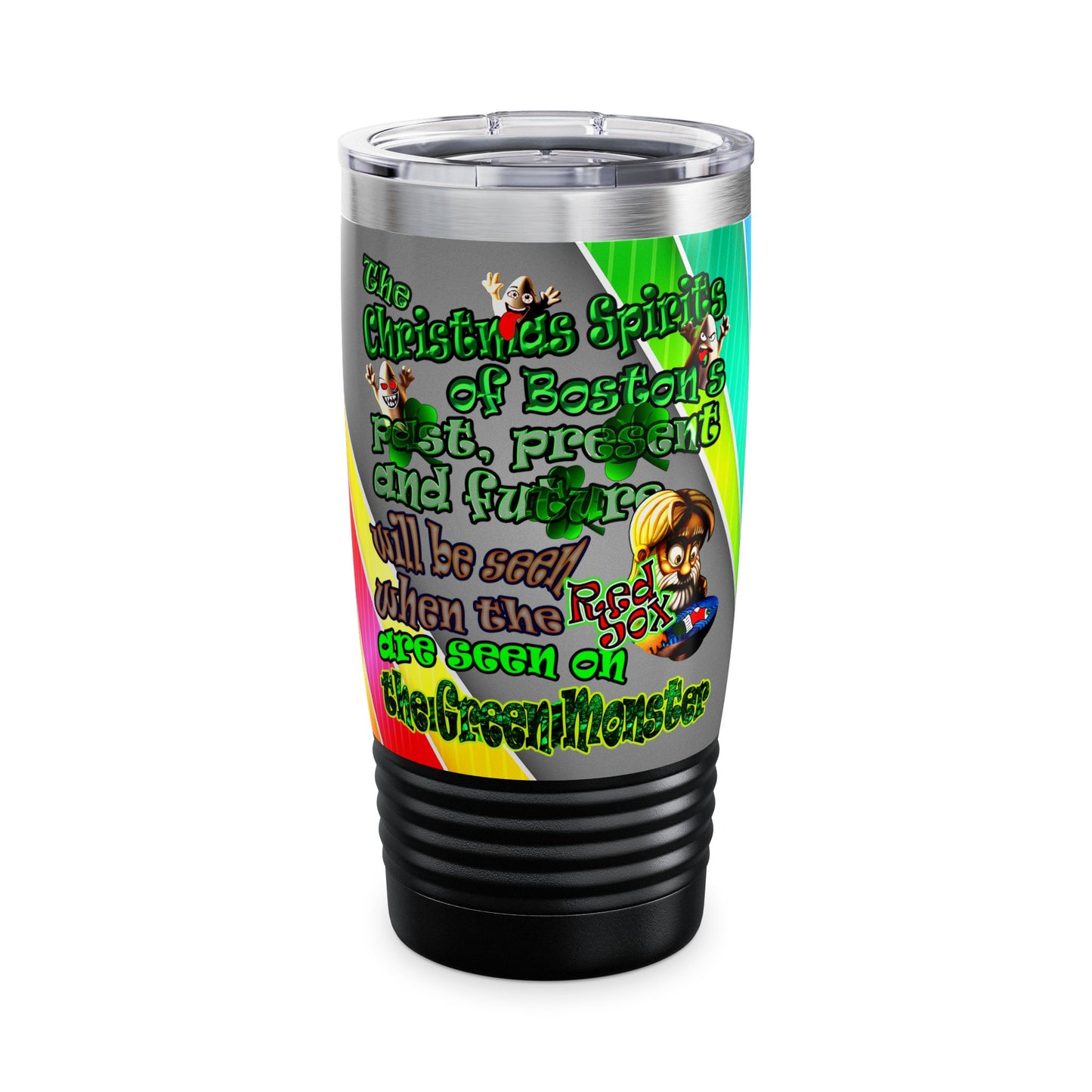 christmas spirits of boston - Ringneck Tumbler, 20oz (rainbow split)