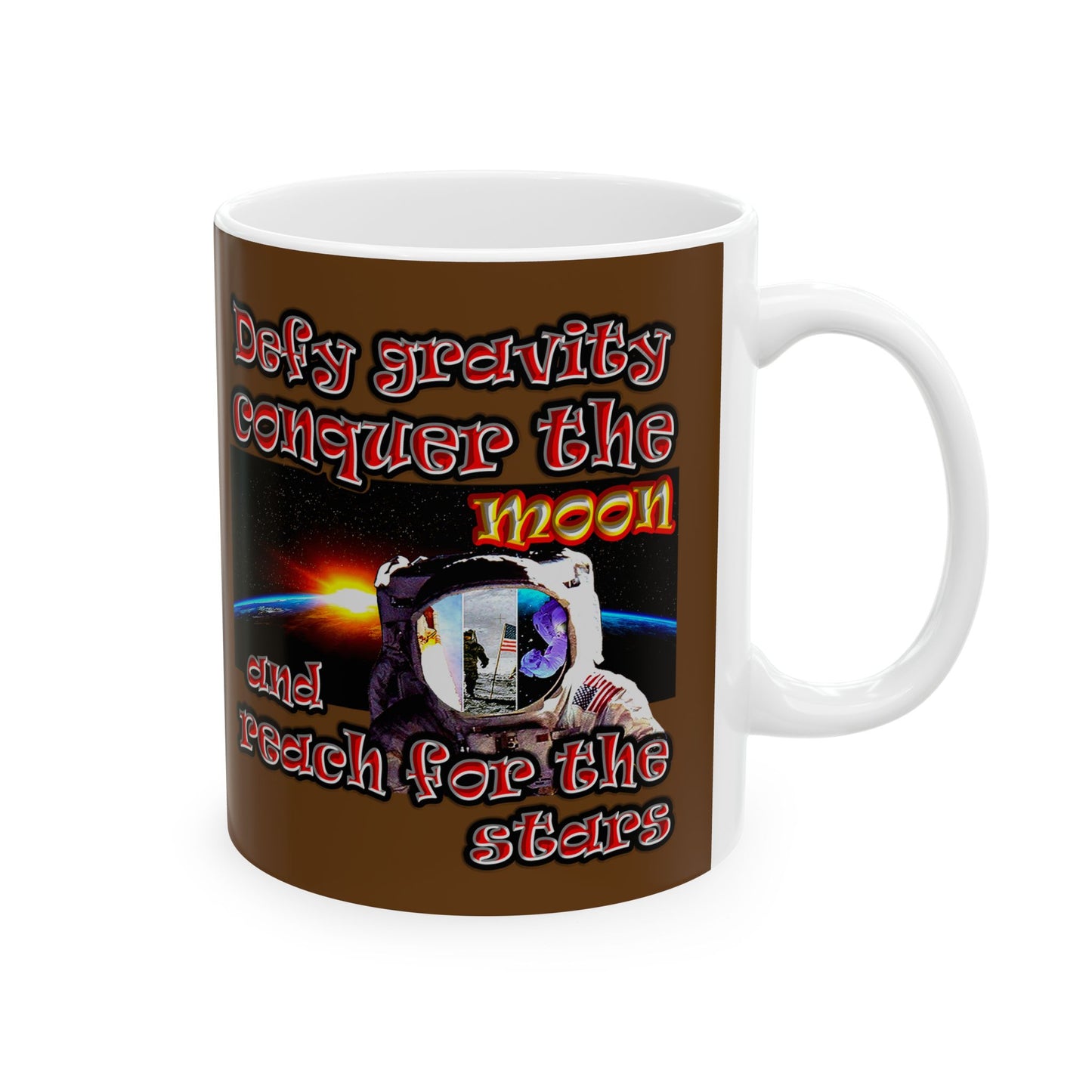 defy conquer reach - White Mug (brown)