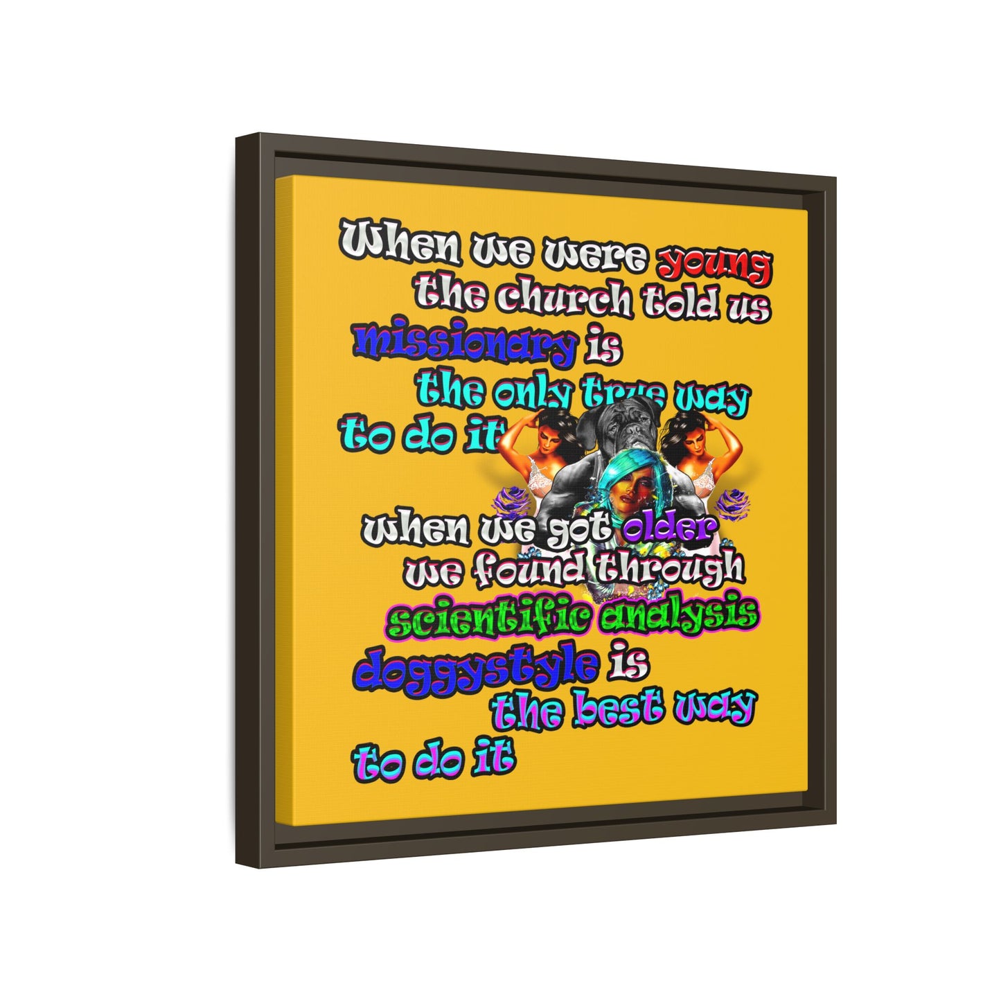 doggystyle - framed canvas art (yellow)
