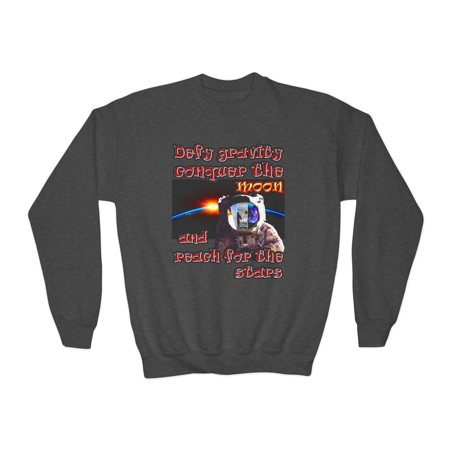 defy conquer reach - Youth Crewneck Sweatshirt