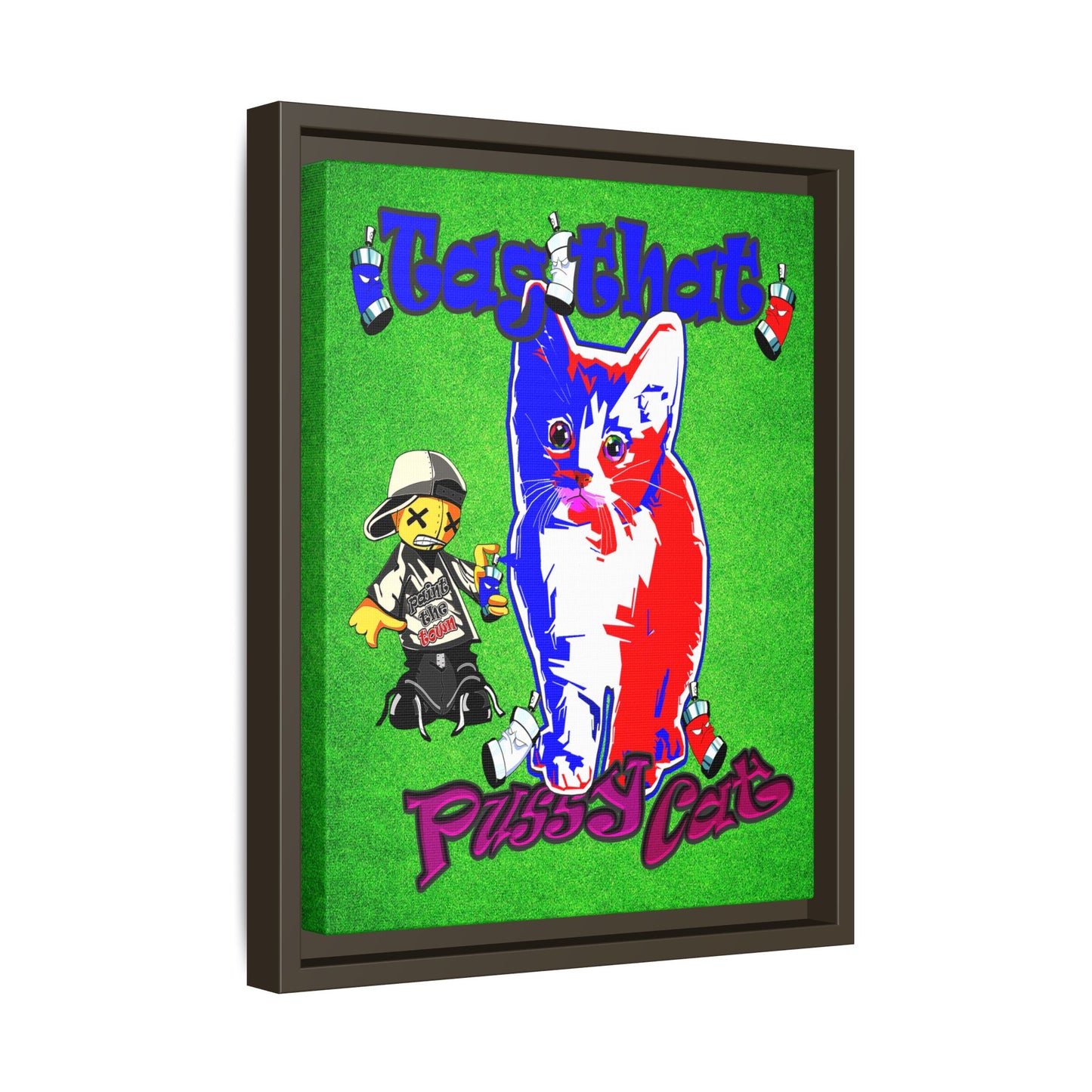 tag that - framed canvas art (green turf)